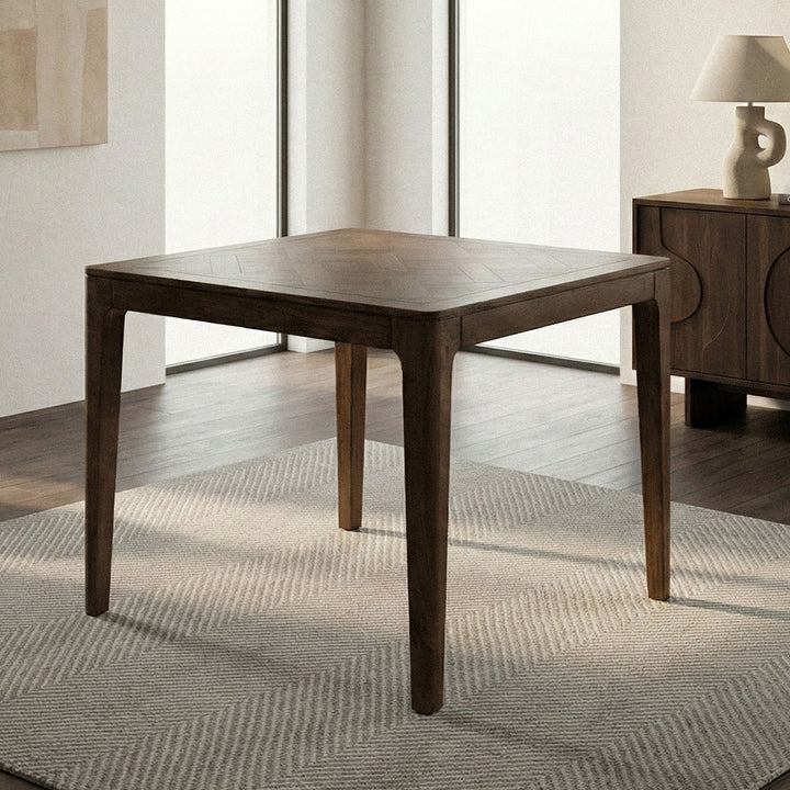 Massivt træ spisebord 80x80 cm valnød finish - firkantet træ spisebord - moderne køkkenbord til 4 personer, håndlavet