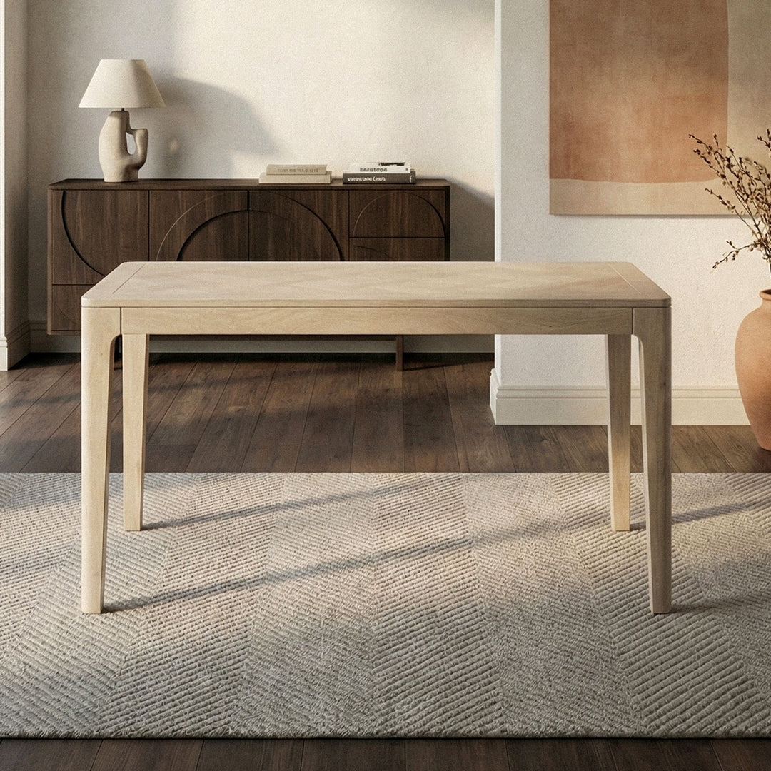 Spisebord, 120x60 cm, hvidvasket, rektangulært spisebord i smukt træ, håndlavet