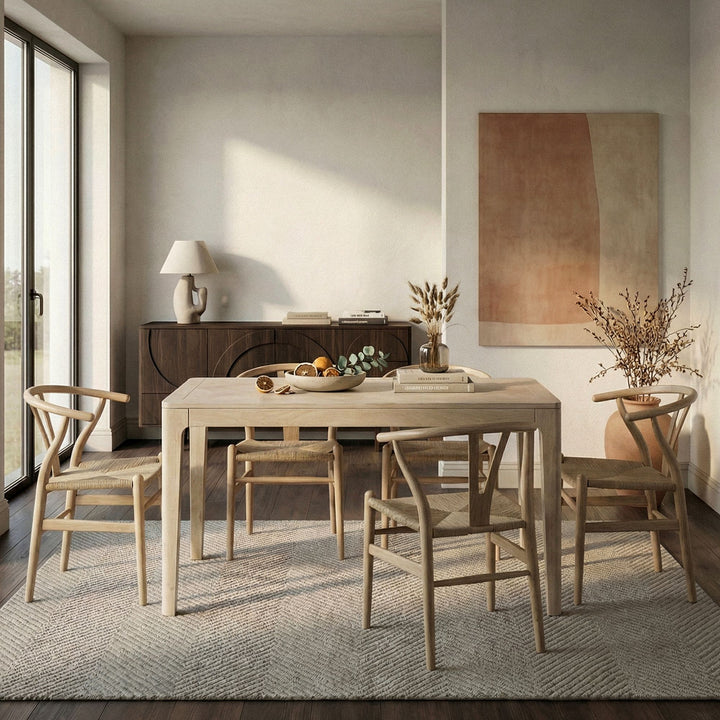 Spisebord, 120x60 cm, hvidvasket, rektangulært spisebord i smukt træ, håndlavet