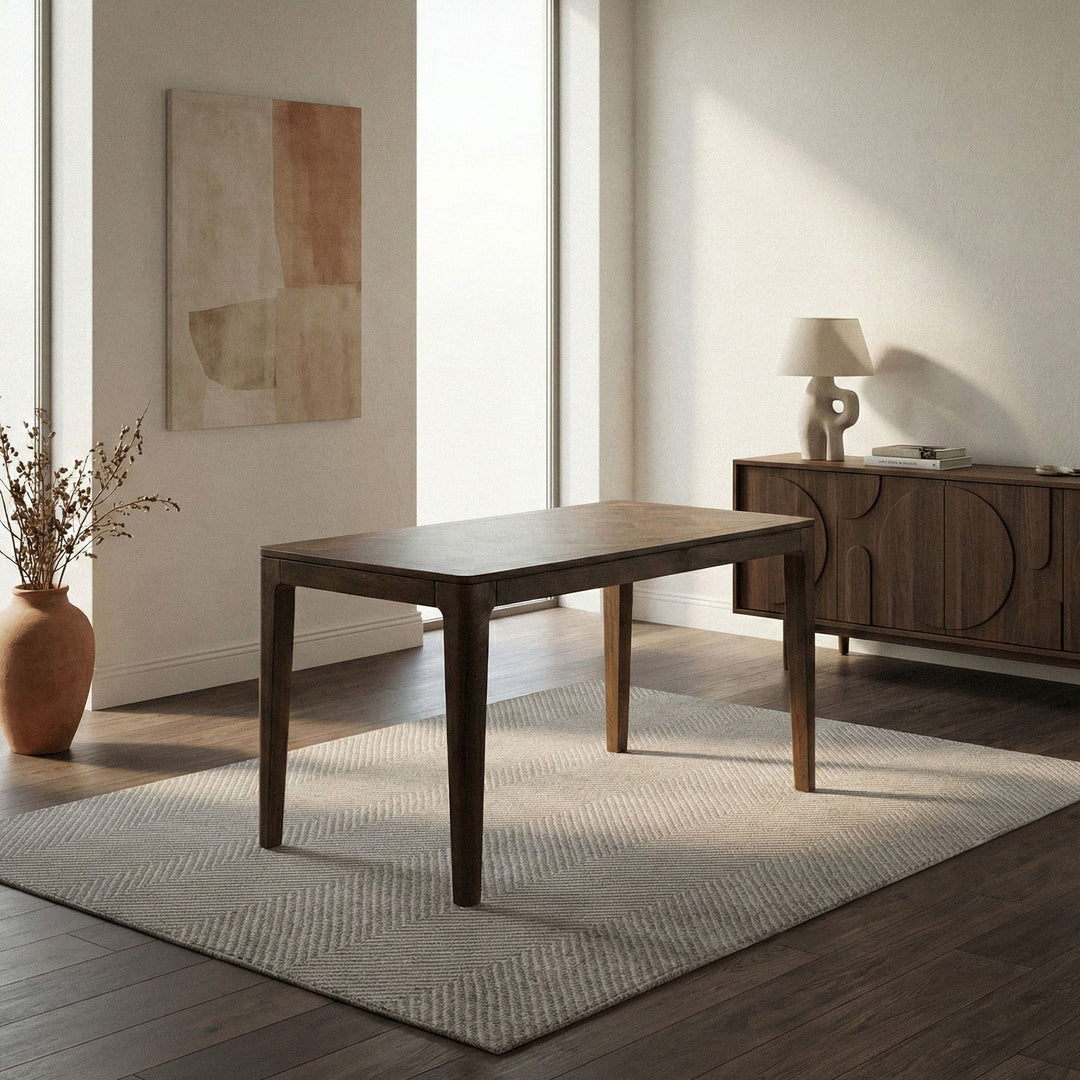 Massivt mangotræ spisebord 120x60 cm valnøddefinish - Rektangulært træ spisebord, håndlavet