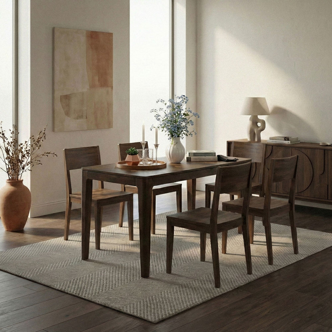 Massivt mangotræ spisebord 120x60 cm valnøddefinish - Rektangulært træ spisebord, håndlavet