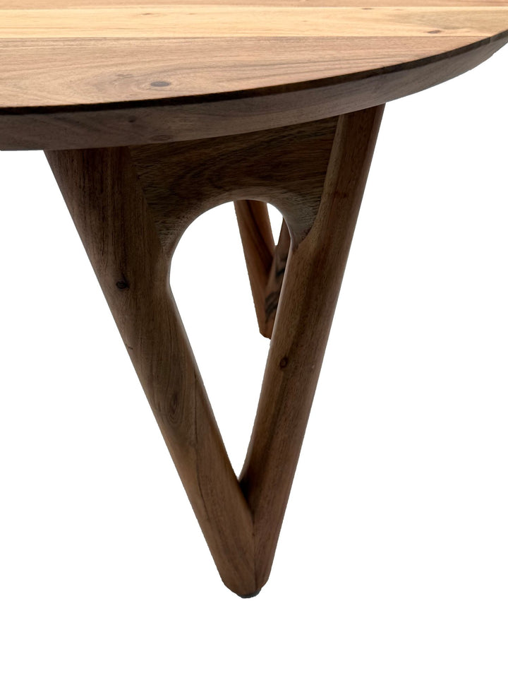 Rundt sofabord 60 cm stuebord akacie massivt træ - træsofabord - moderne loungebord - massivt designbord - landligt sidebord håndlavet
