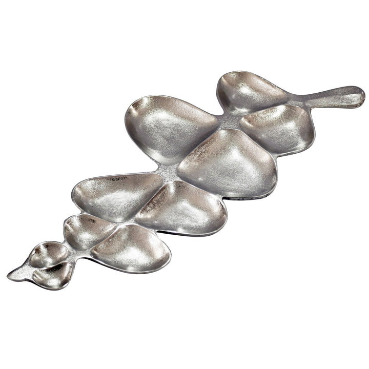 Dekorationsskål i aluminium - Bladdesign - 60,5 cm - Sølv - Håndlavet