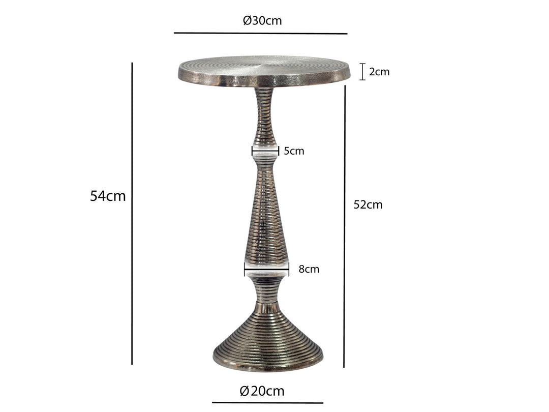 Rundt sidebord i aluminium - Ø30 cm -  Sølvfarvet - Håndlavet