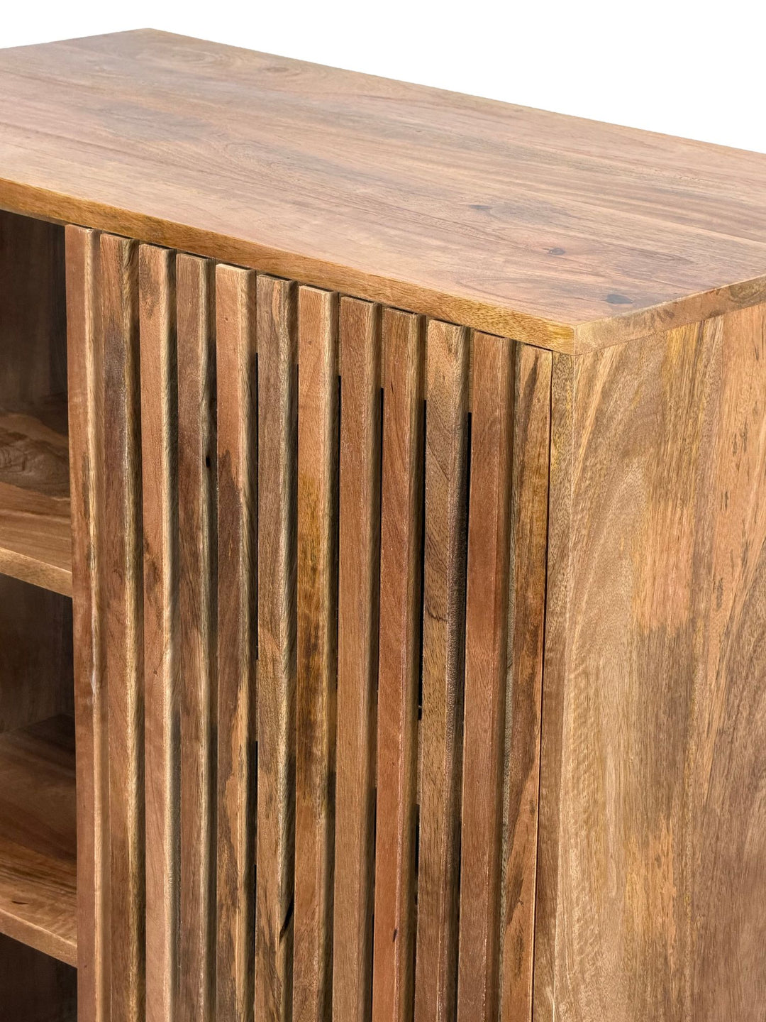 Smuk skænk med vinreol, massivt træ, 80x123cm, skydedør i gitterdesign, håndlavet