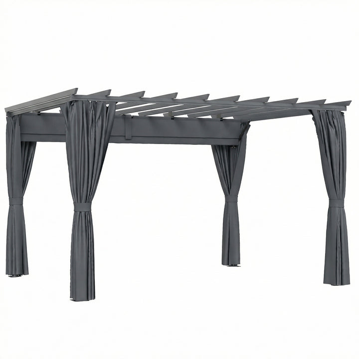 Pergola ca. 3,6x3 m, havepavillon, terrassetag af aluminium, havepavillon med justerbart tag, mørkegrå
