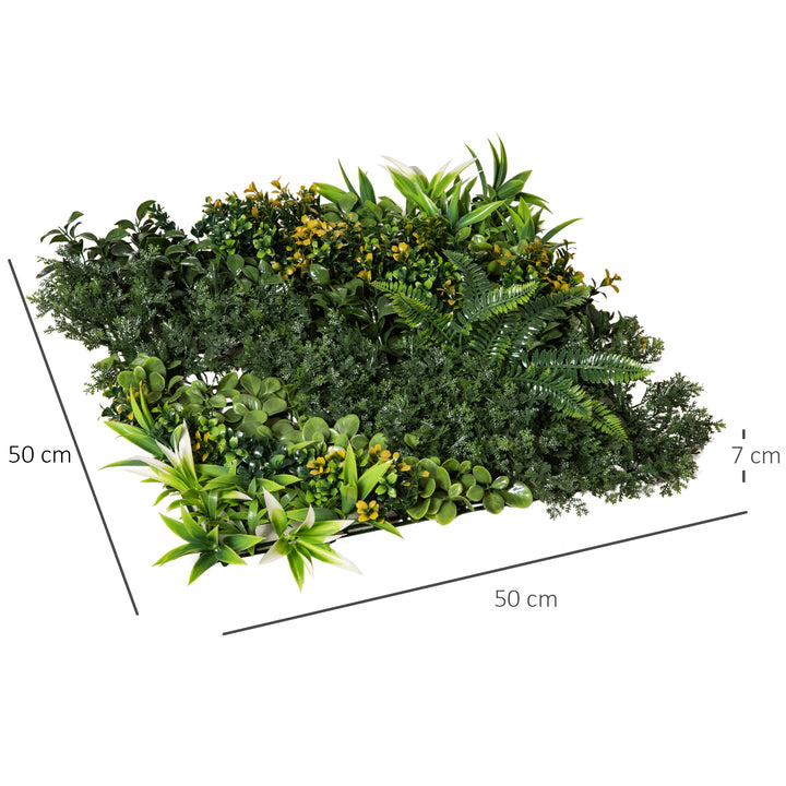12 kunstige væghække, 50x50 cm, UV-beskyttelse, privatlivsskærm, flerbladet design, hækplante til have og udendørs dekoration