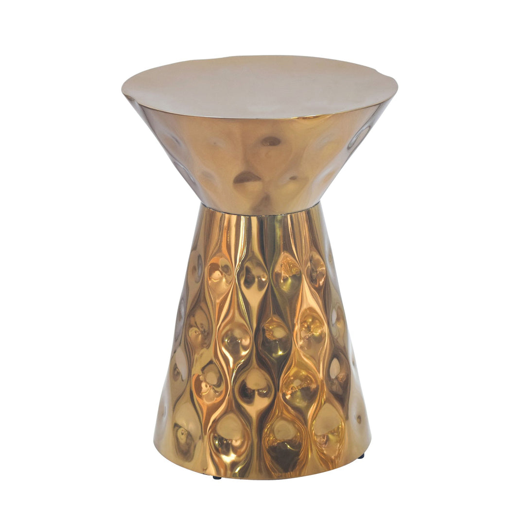Rundt sidebord i aluminium - Ø36 cm - Guld - Håndlavet