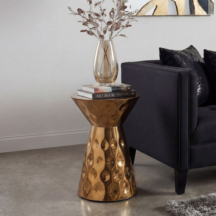 Rundt sidebord i aluminium - Ø36 cm - Guld - Håndlavet