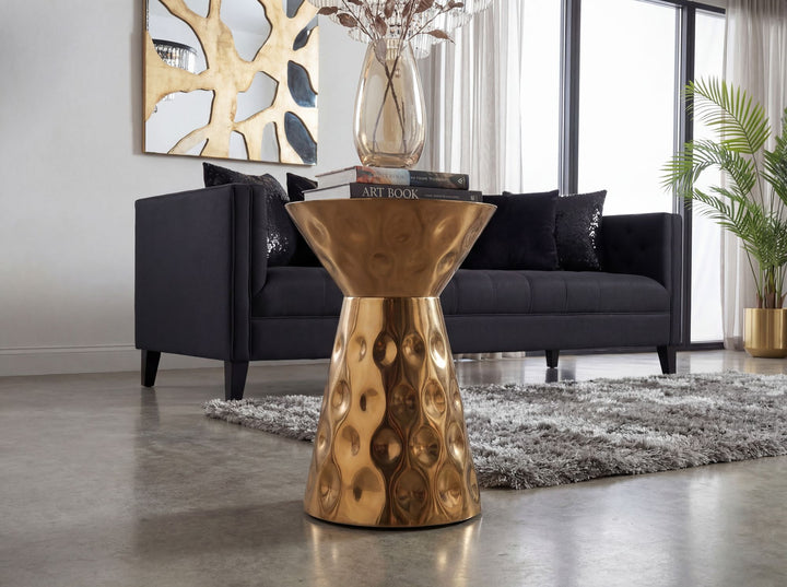Rundt sidebord i aluminium - Ø36 cm - Guld - Håndlavet