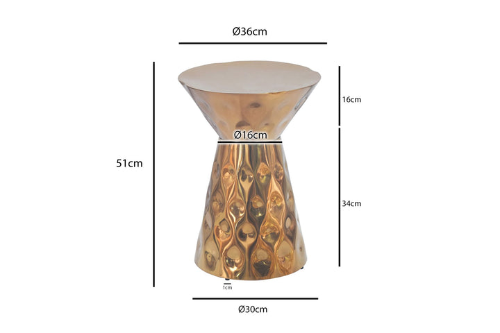 Rundt sidebord i aluminium - Ø36 cm - Guld - Håndlavet