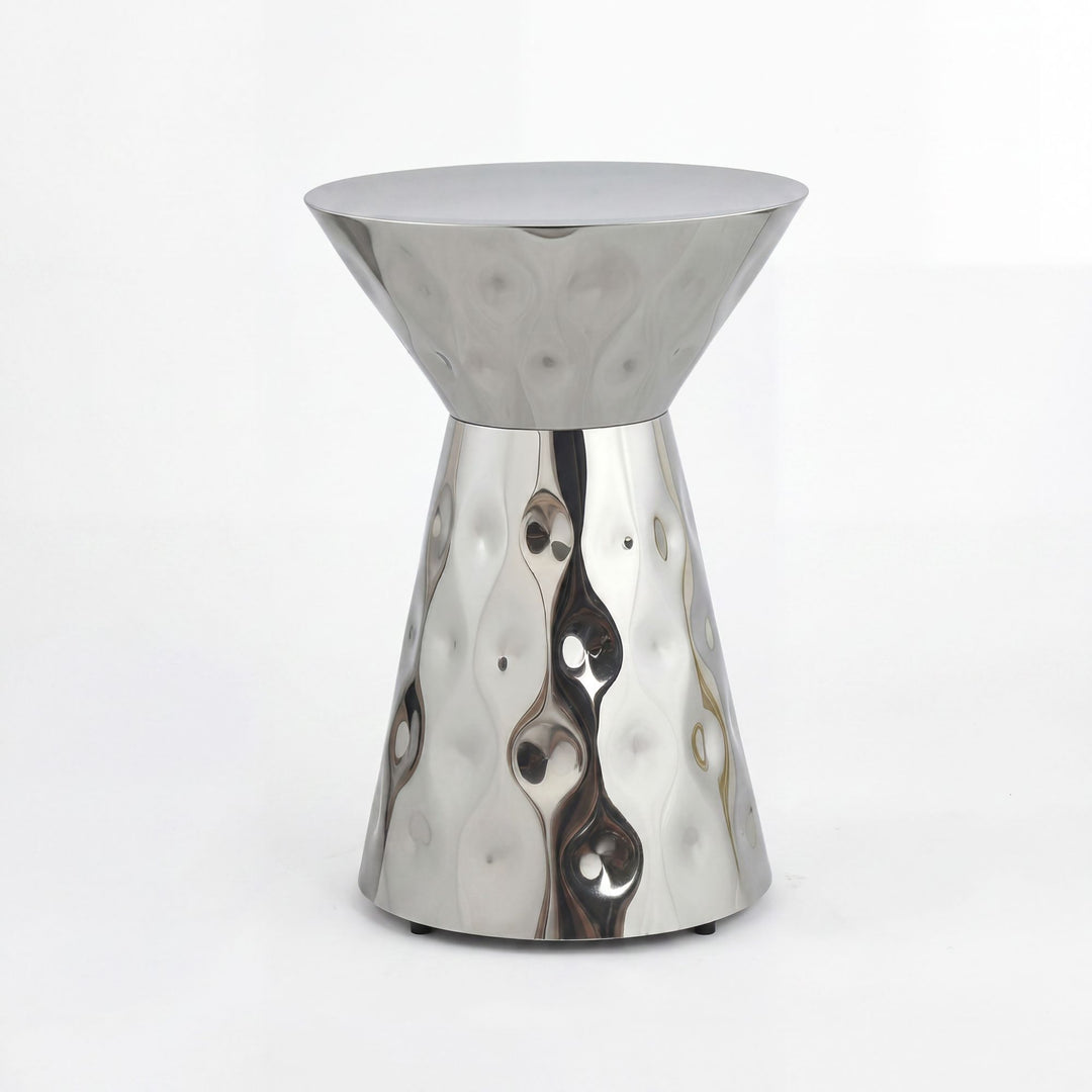 Rundt sidebord i aluminium - Ø36 cm - Sølv - Håndlavet