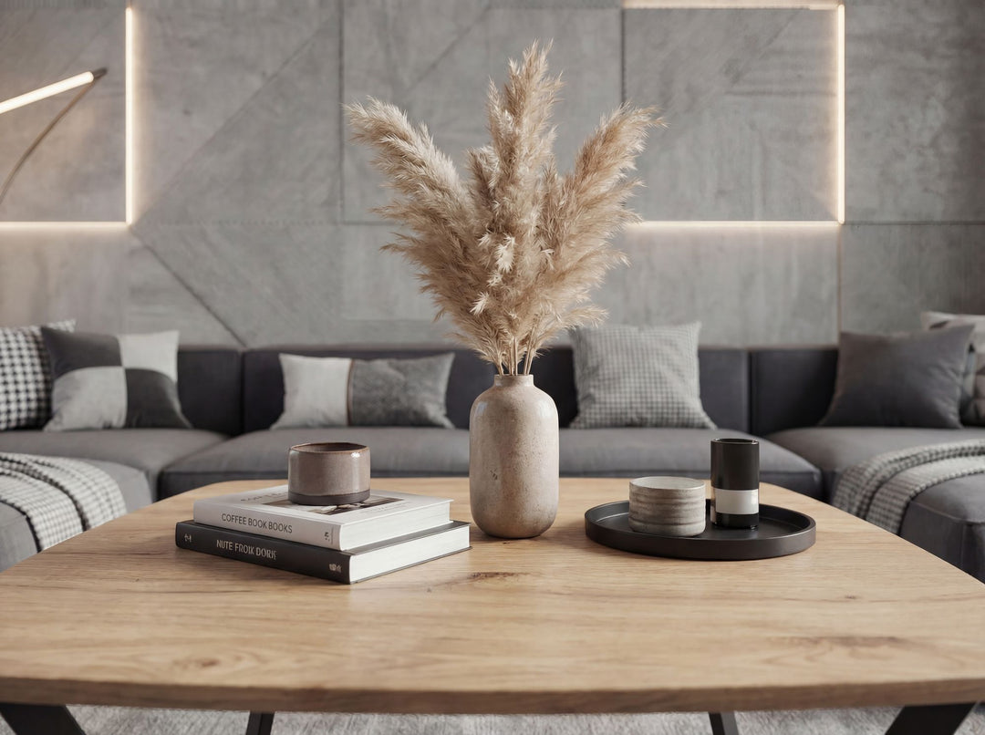 Kvadratisk sofabord i egetræslook - 75 x 75 cm - Sort metalstel