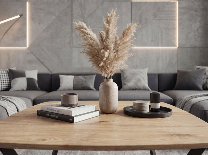 Kvadratisk sofabord i egetræslook - 75 x 75 cm - Sort metalstel