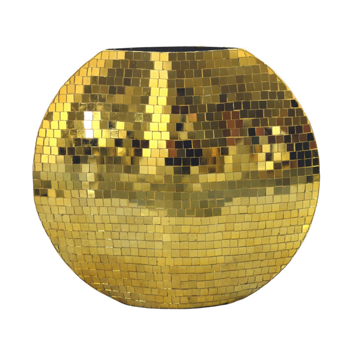 Dekorativ vase i metal - 40 cm - Guld - Håndlavet