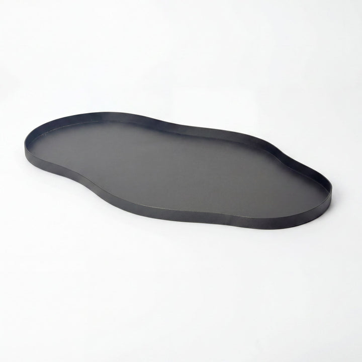 Dekorationsbakke i metal - 66 cm - Sort - Håndlavet