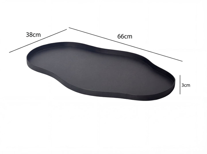 Dekorationsbakke i metal - 66 cm - Sort - Håndlavet