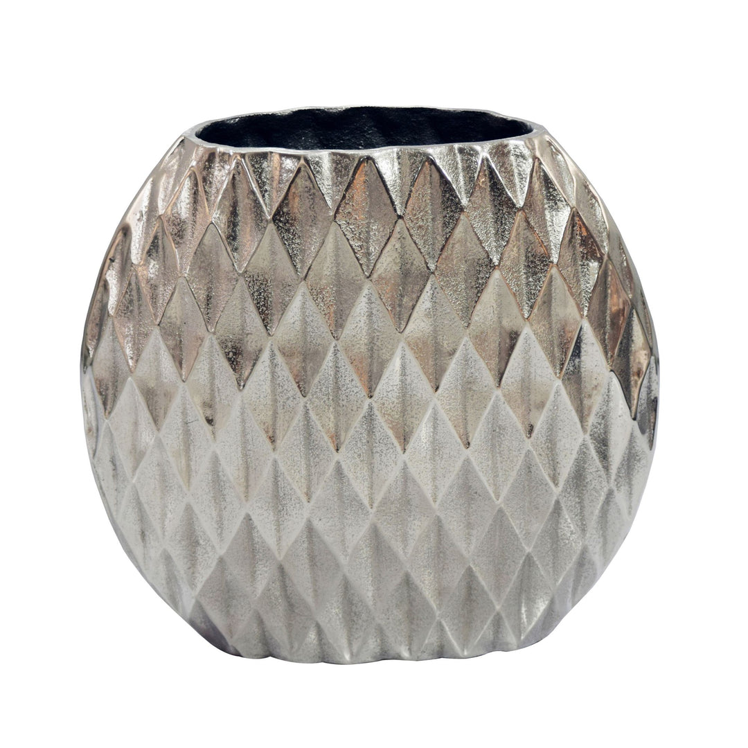 Dekorativ vase i aluminium - 33,5 cm - Sølv - Håndlavet