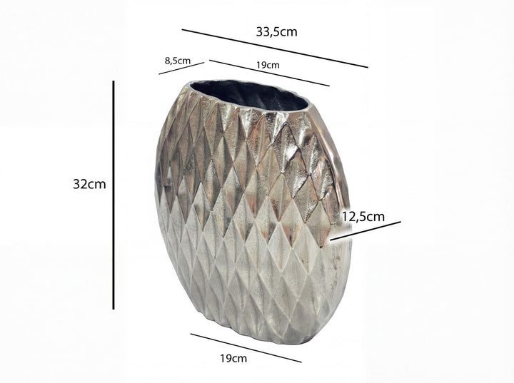Dekorativ vase i aluminium - 33,5 cm - Sølv - Håndlavet