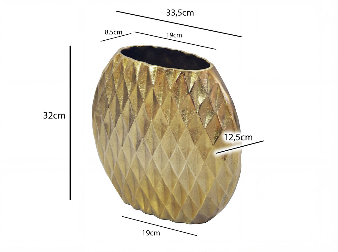 Dekorativ vase i aluminium - 33,5 cm - Guld - Håndlavet