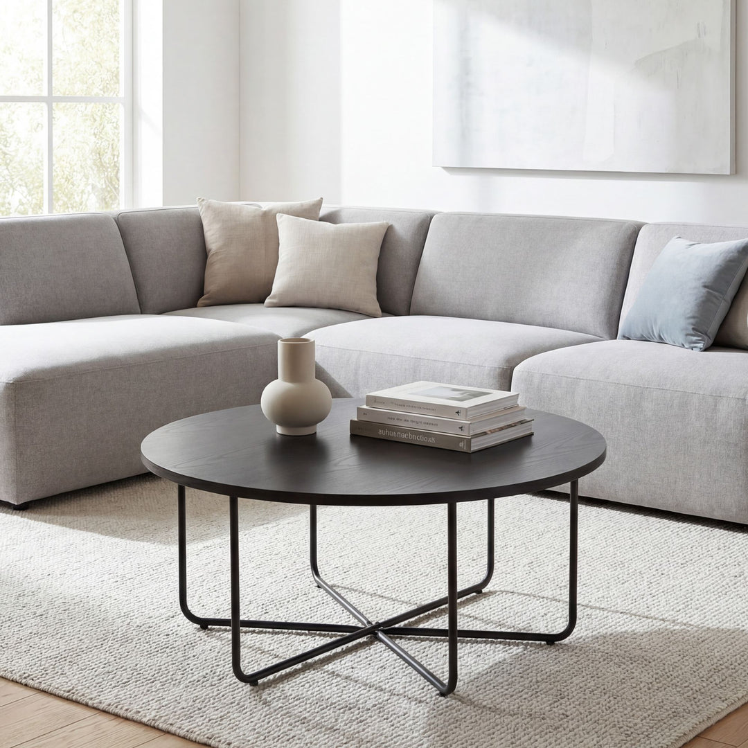 Rundt sofabord - Ø80 cm - Sort - Metalstel