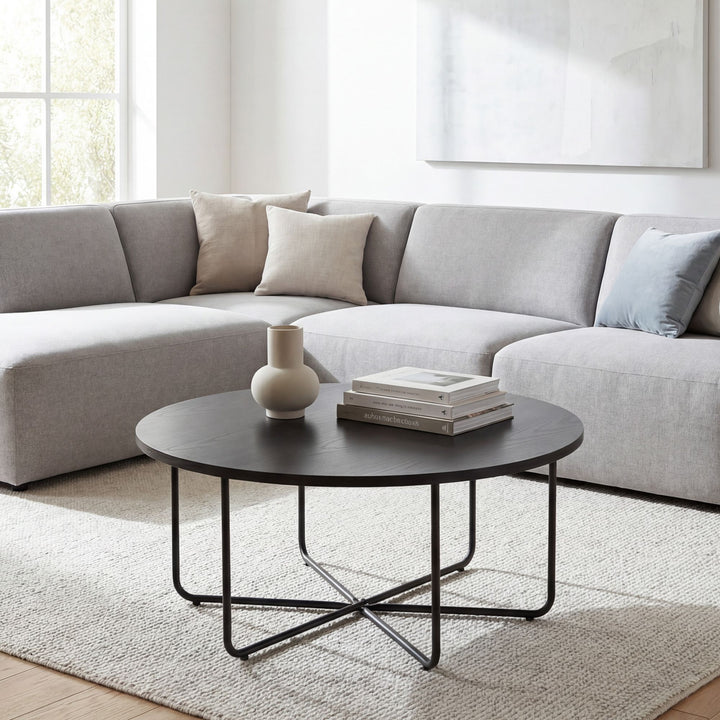Rundt sofabord - Ø80 cm - Sort - Metalstel