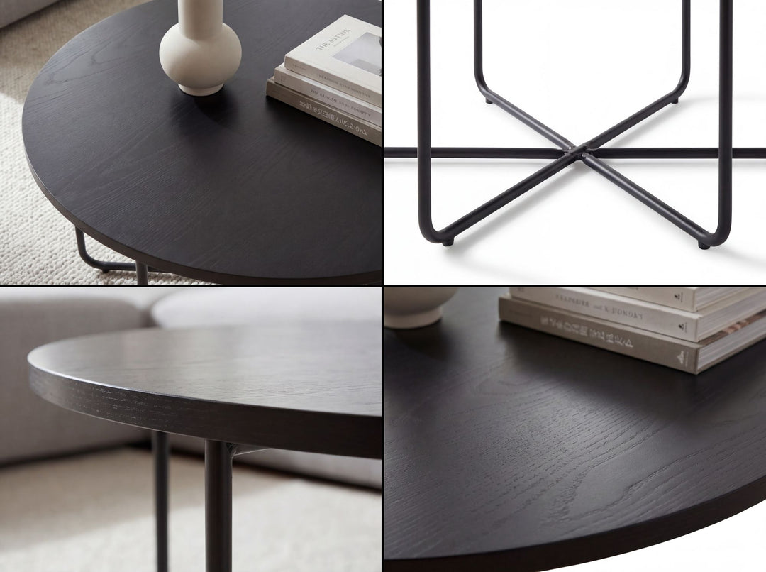 Rundt sofabord - Ø80 cm - Sort - Metalstel