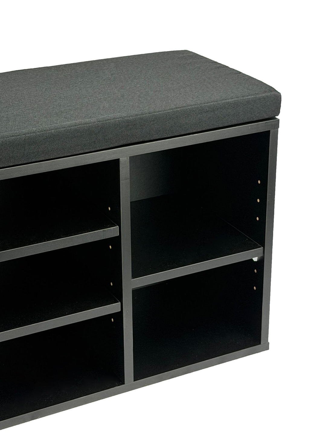 Sort skobænk til entré 100 cm med sædehynde - Bænk med skuffe og justerbare hylder