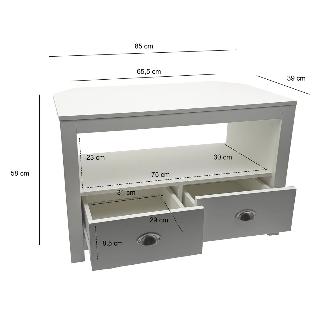 Lowboard TV-møbel hvid 85 cm - Kompakt TV-møbel med to skuffer