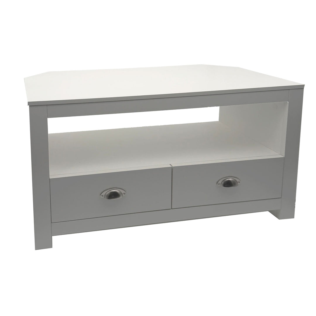 Lowboard TV-møbel hvid 85 cm - Kompakt TV-møbel med to skuffer