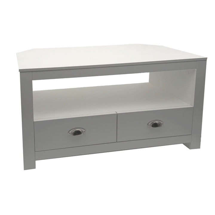 Lowboard TV-møbel hvid 85 cm - Kompakt TV-møbel med to skuffer