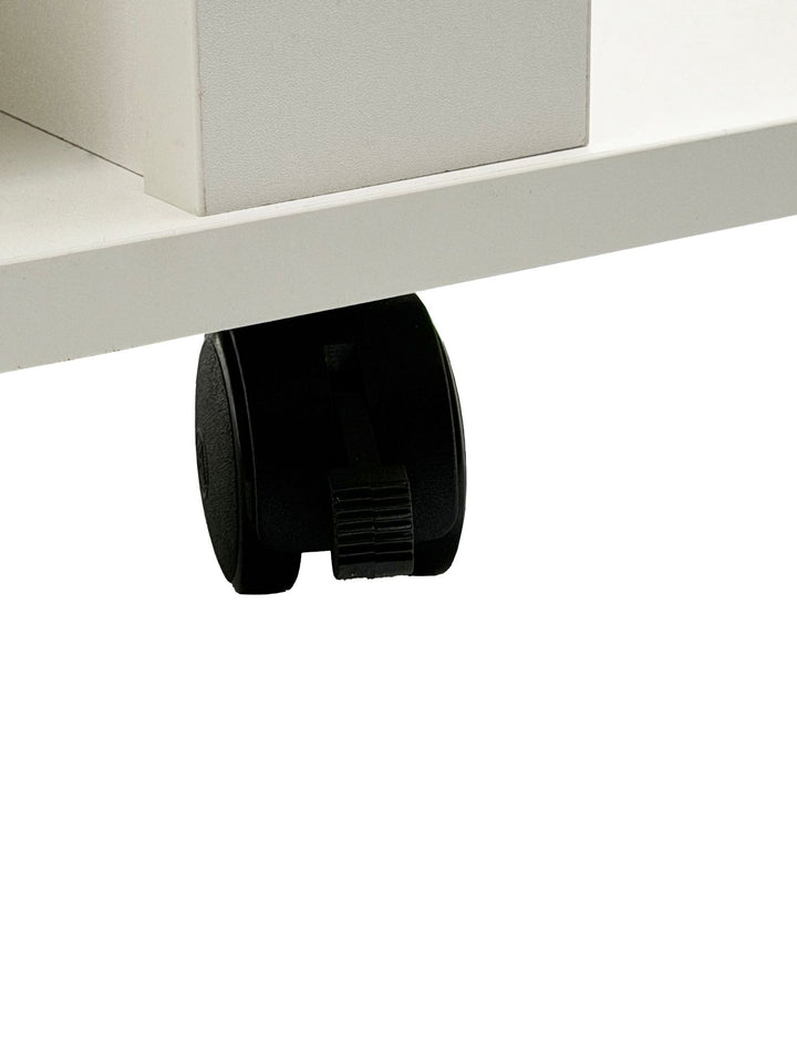 Hvidt TV Lowboard 78 cm - HiFi-bænk med drejelig topplade - TV-bord på hjul