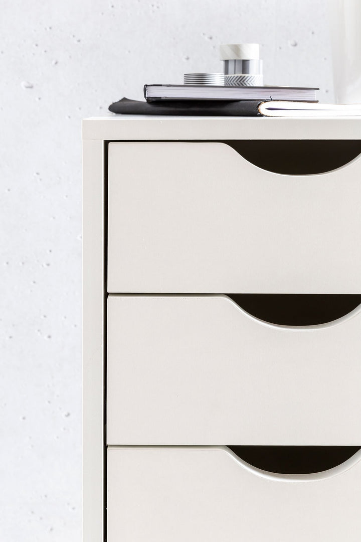 Hvid rullecontainer med 5 skuffer - Skrivebordscontainer i spånplade - Melaminbelagt skuffecontainer - Mobilt kontormøbel