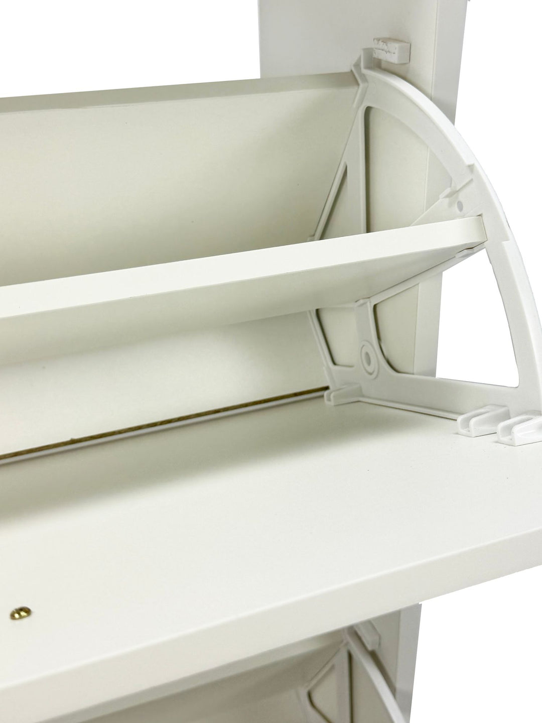 Moderne skoskab i træ med 2 rum, hvidt, 12 par sko, skoskab 85 x 24 x 93 cm