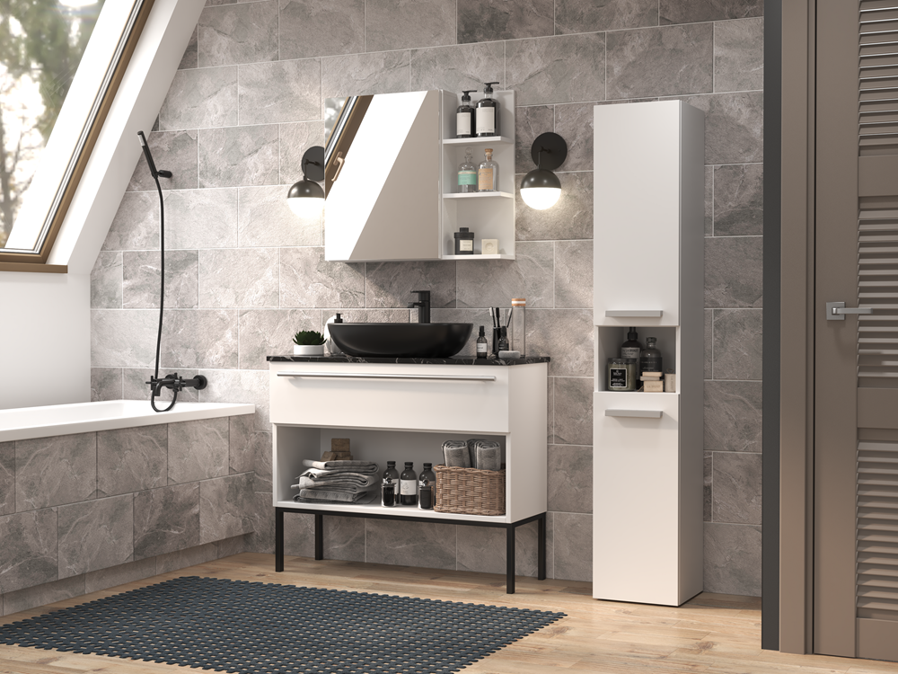 Badeværelsesskab, Dybde: 30 cm  Bredde: 31 cm  Højde: 174 cm