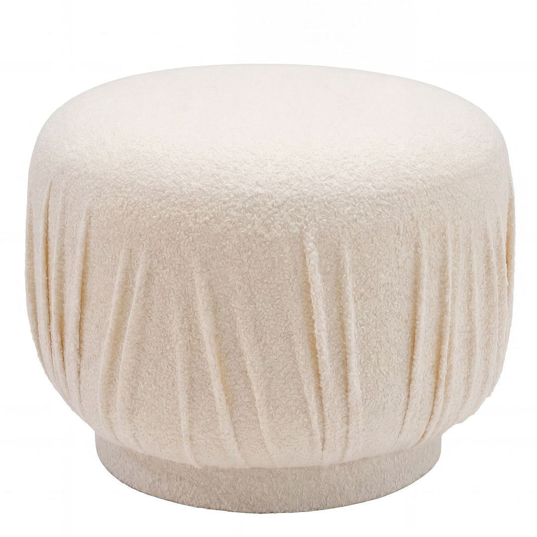 Puf i stof - Ø50 cm - Creme - Håndlavet