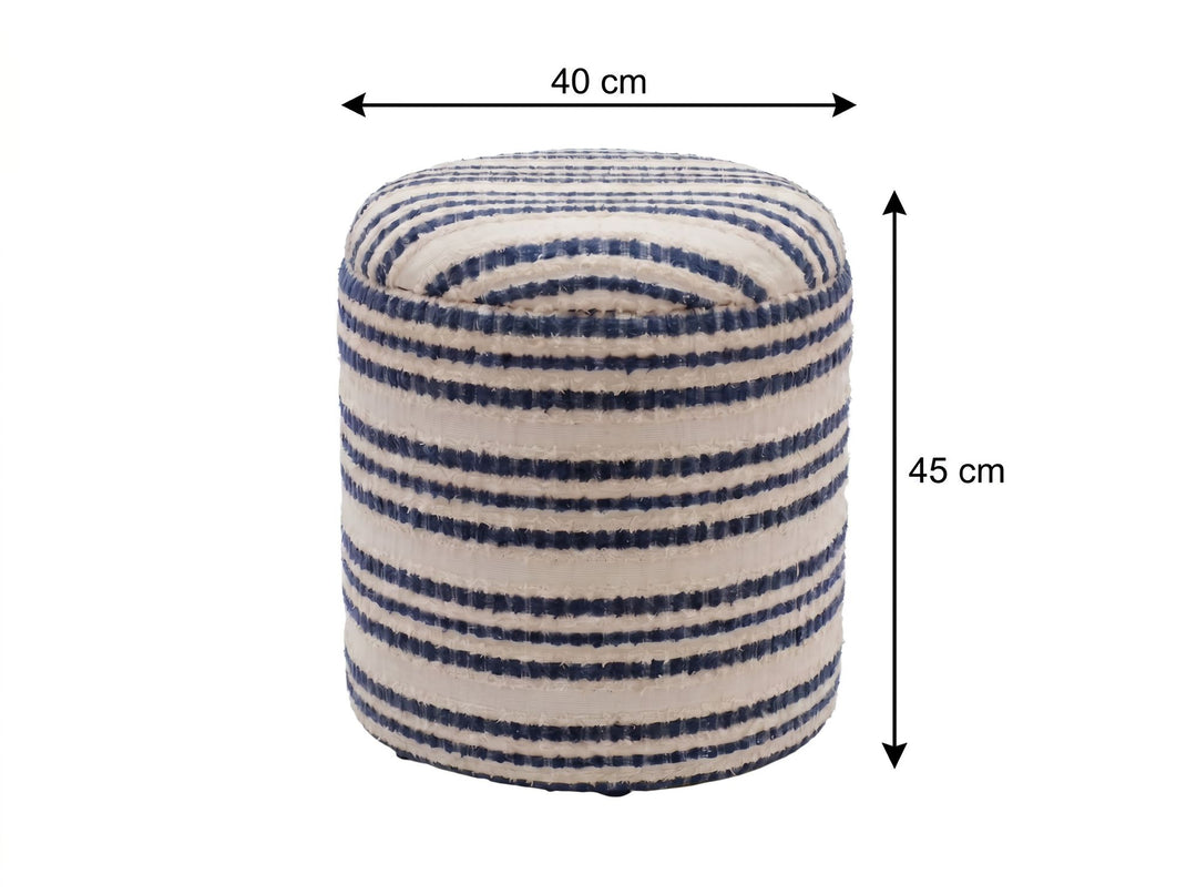 Puf med opbevaring i bomuld - Ø40 cm - Beige - Håndlavet