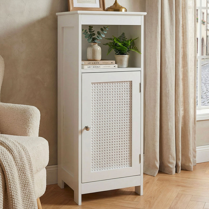 Stående reol hvid 80cm - Niche reol dør & hylde wienerflet