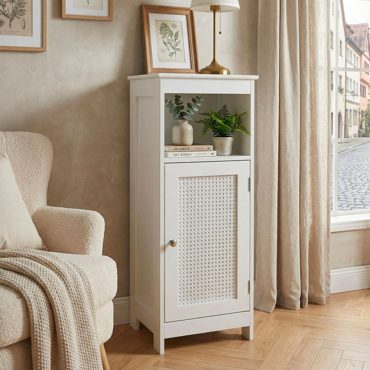 Stående reol hvid 80cm - Niche reol dør & hylde wienerflet