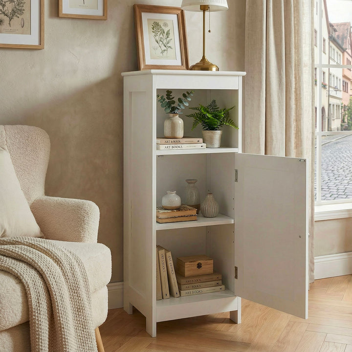 Stående reol hvid 80cm - Niche reol dør & hylde wienerflet