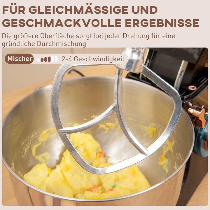 Standmixer, foodprocessor, omrører, 6 hastigheder, 5,5 l skål i rustfrit stål, sort