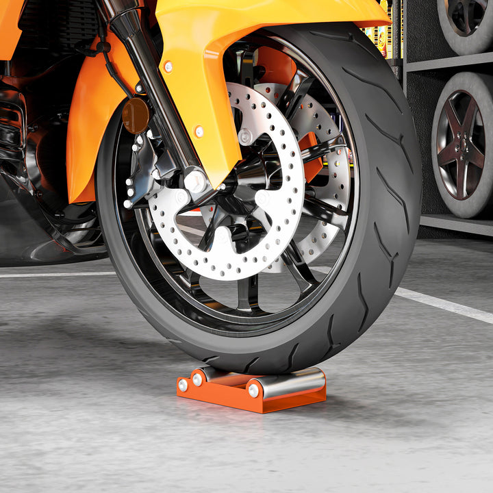 Motorcykel rengøringsstativ rullestativ hjuldrejehjælp cykel <485 lb og dækbredde <180 mm orange