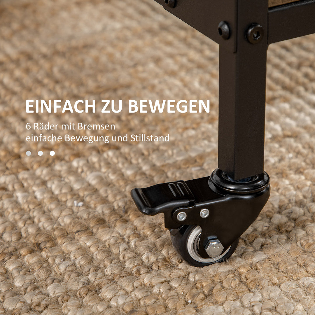 Mobilt klapbord, 2 klapflader, 130 cm x 80 cm x 74 cm, brun