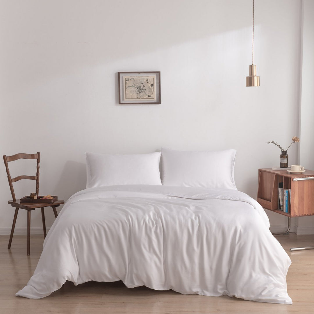 Hvidt Bambus Sengesæt 1-person - 400TC Tanboocel - Coco White