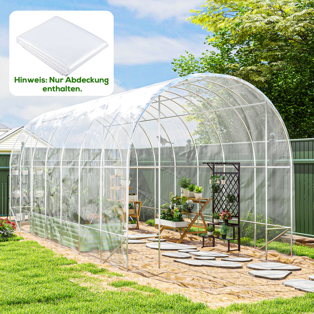 Drivhusoverdækning, plastikplanteoverdækning, uv-resistent, vandtæt, 7 x 8 m