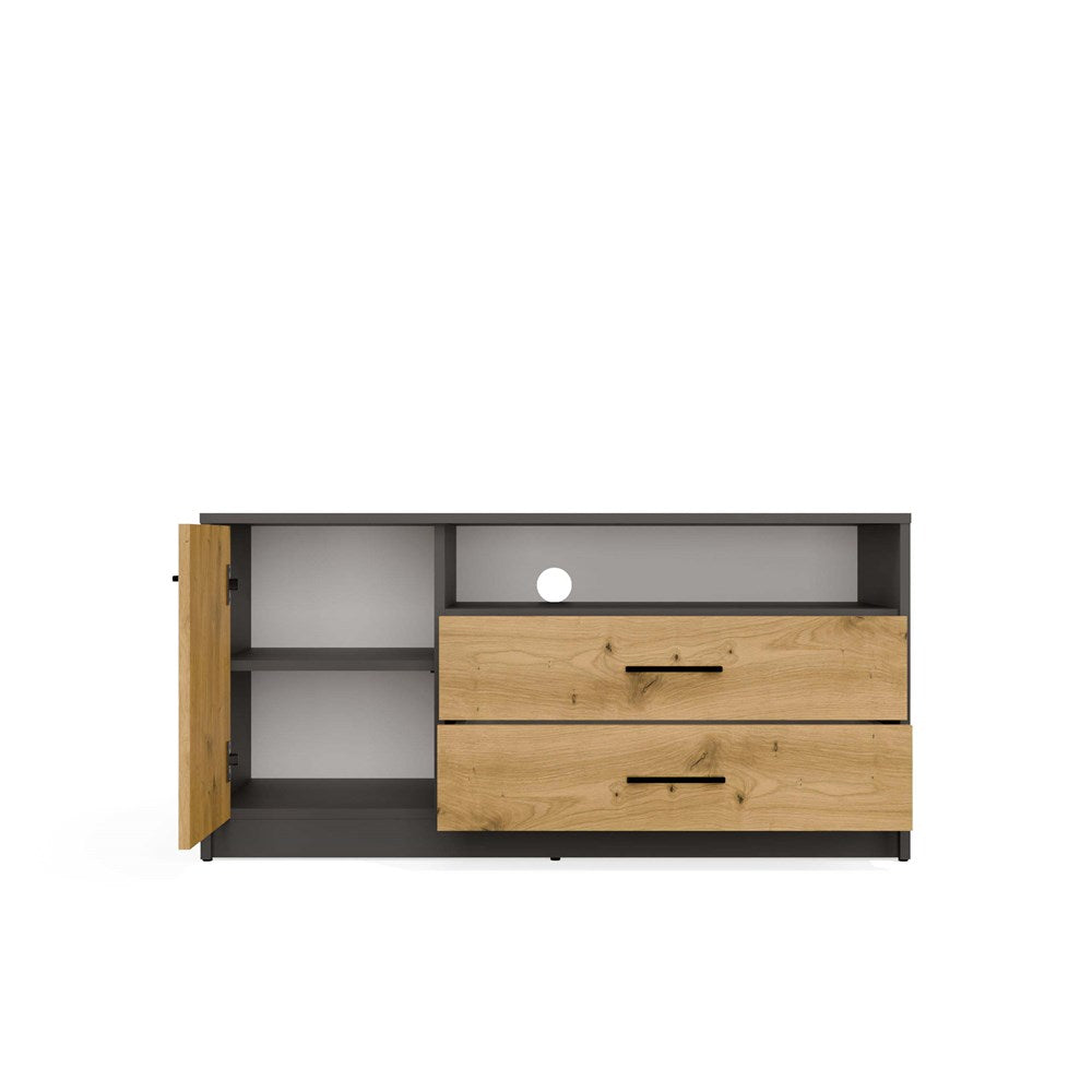 Moderne TV-bord / TV-skab, kommode,  antracit og naturfarvet