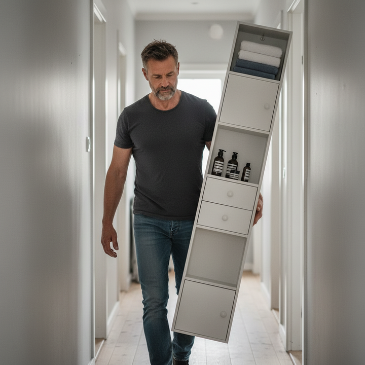 Højskab / badeværelsesreol, 33 x 24 x 188 cm, hvid