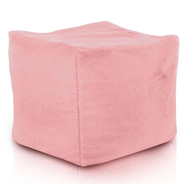 Square Cube Ottoman - Yeti Faux Fur