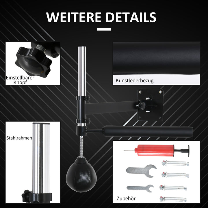 Bokseramme, med speedball, roterende refleksstang, højdejusterbar, foldbar, stål, 79 x 72 x 20 cm