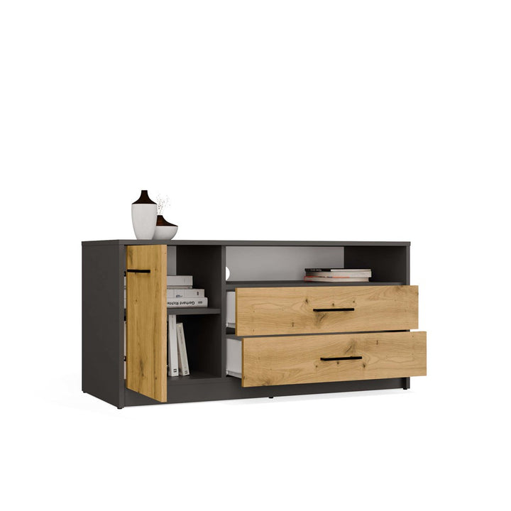 Moderne TV-bord / TV-skab, kommode,  antracit og naturfarvet